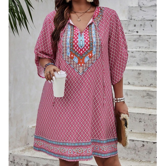 Knot Printed Tribal Resort A-line Dress